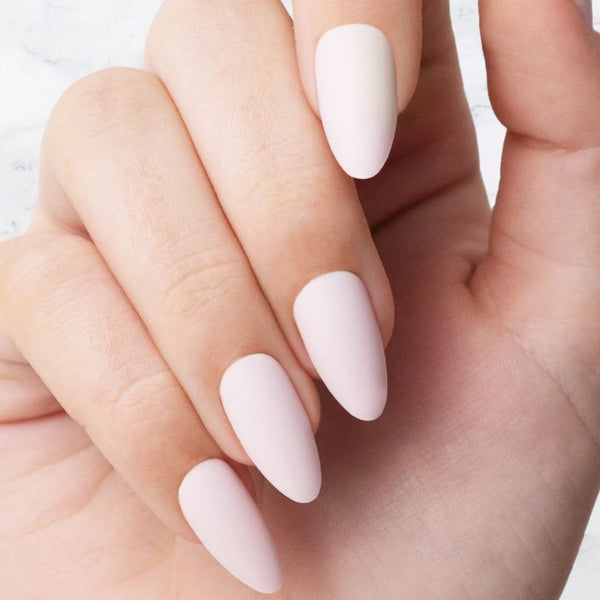 Classic light pink almond shaped nails