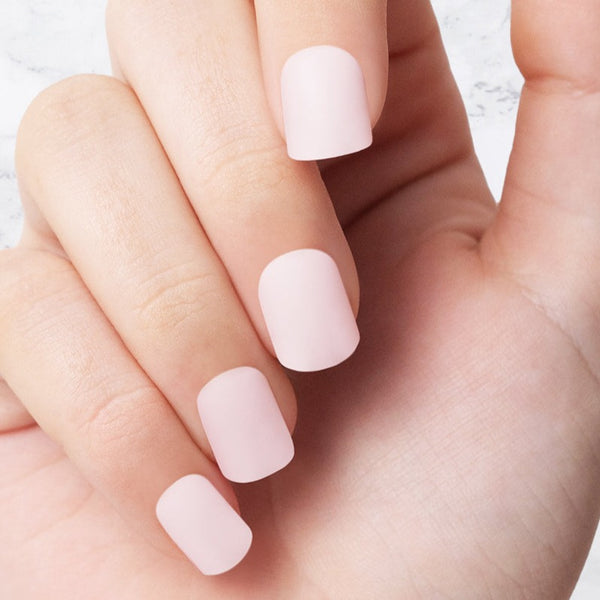 Classic light pink square shaped nails