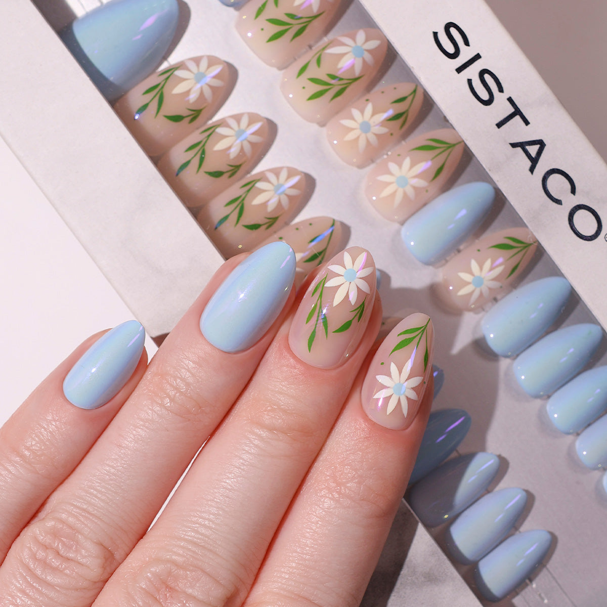 Bluebell Prism - Almond Sustainable Nails - Pre-Order