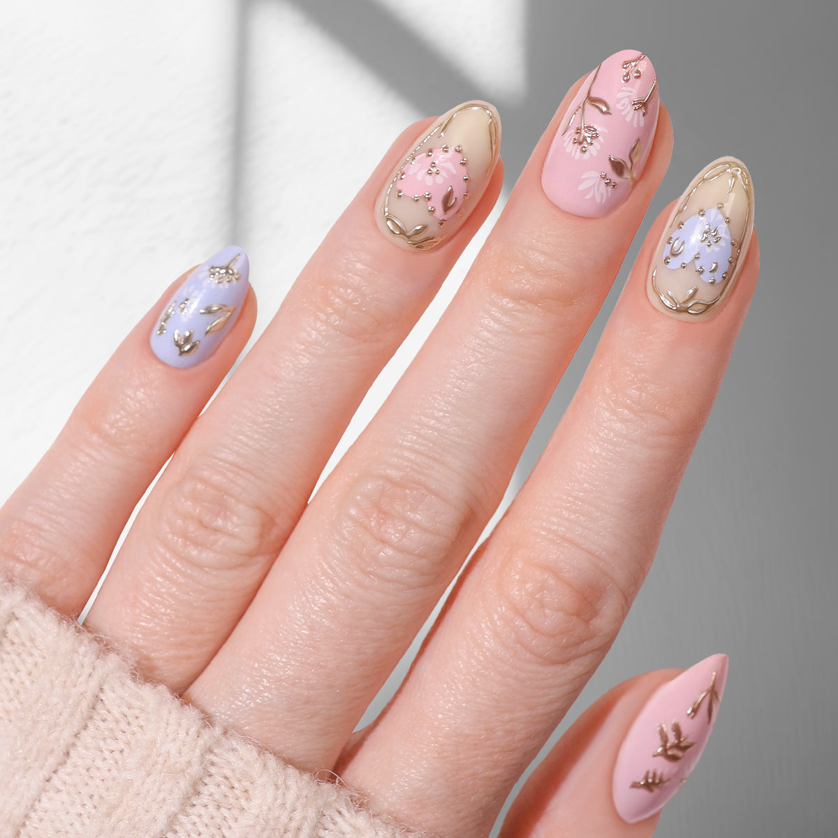 Champagne Lace - Almond Sustainable Nails - Pre-Order