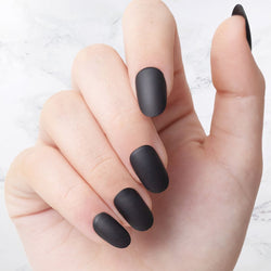 Classic Black Oval Shaped Nails