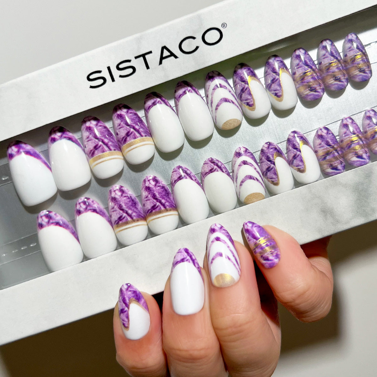 Lavender Strata - Almond Sustainable Nails