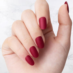Classic deep red oval shaped nails