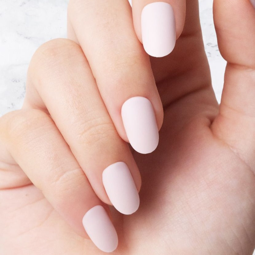 Classic light pink oval shaped nails
