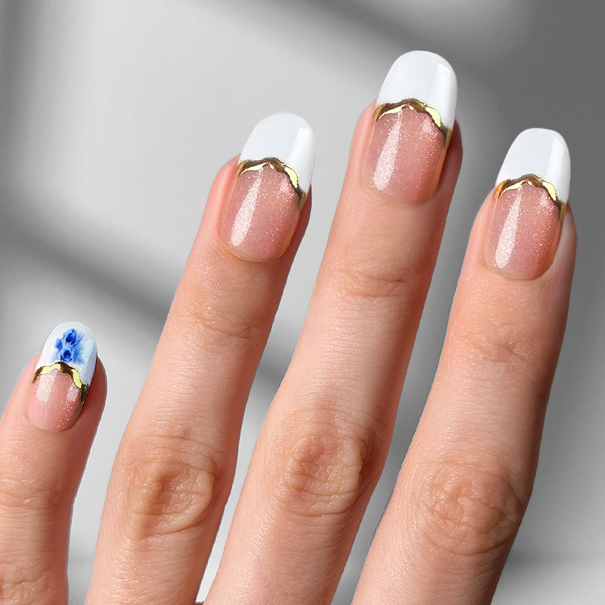 Porcelain Bloom - Oval Sustainable Nails