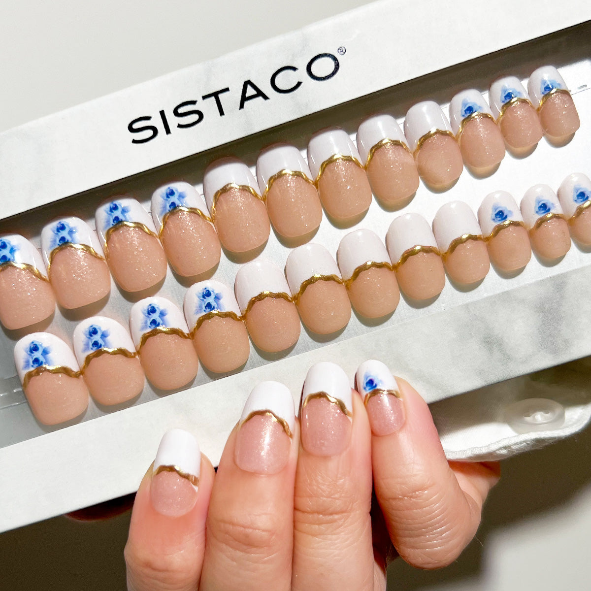 Porcelain Bloom - Oval Sustainable Nails