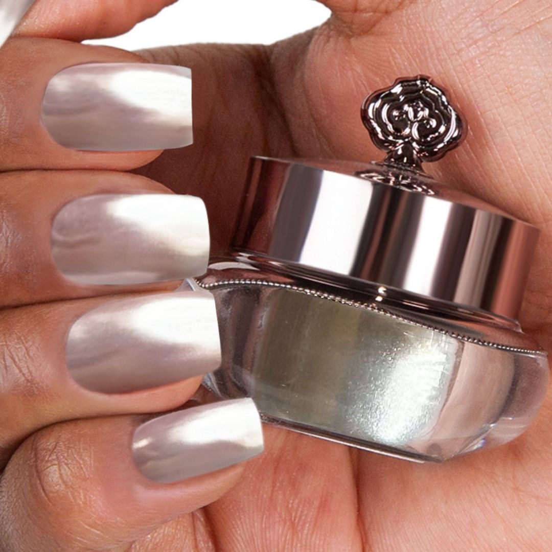 Glazed Silver - Metallic Nail Powder - Shipping 24th March