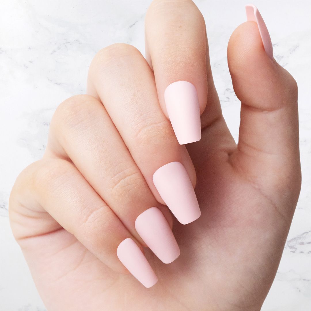 Classic Light Pink Coffin Shaped nails