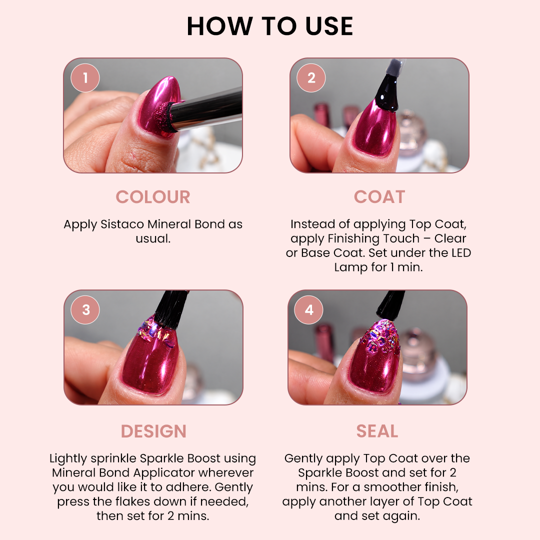 How to use Sistaco Sparkle Boost: Colour, Coat, Design, Seal