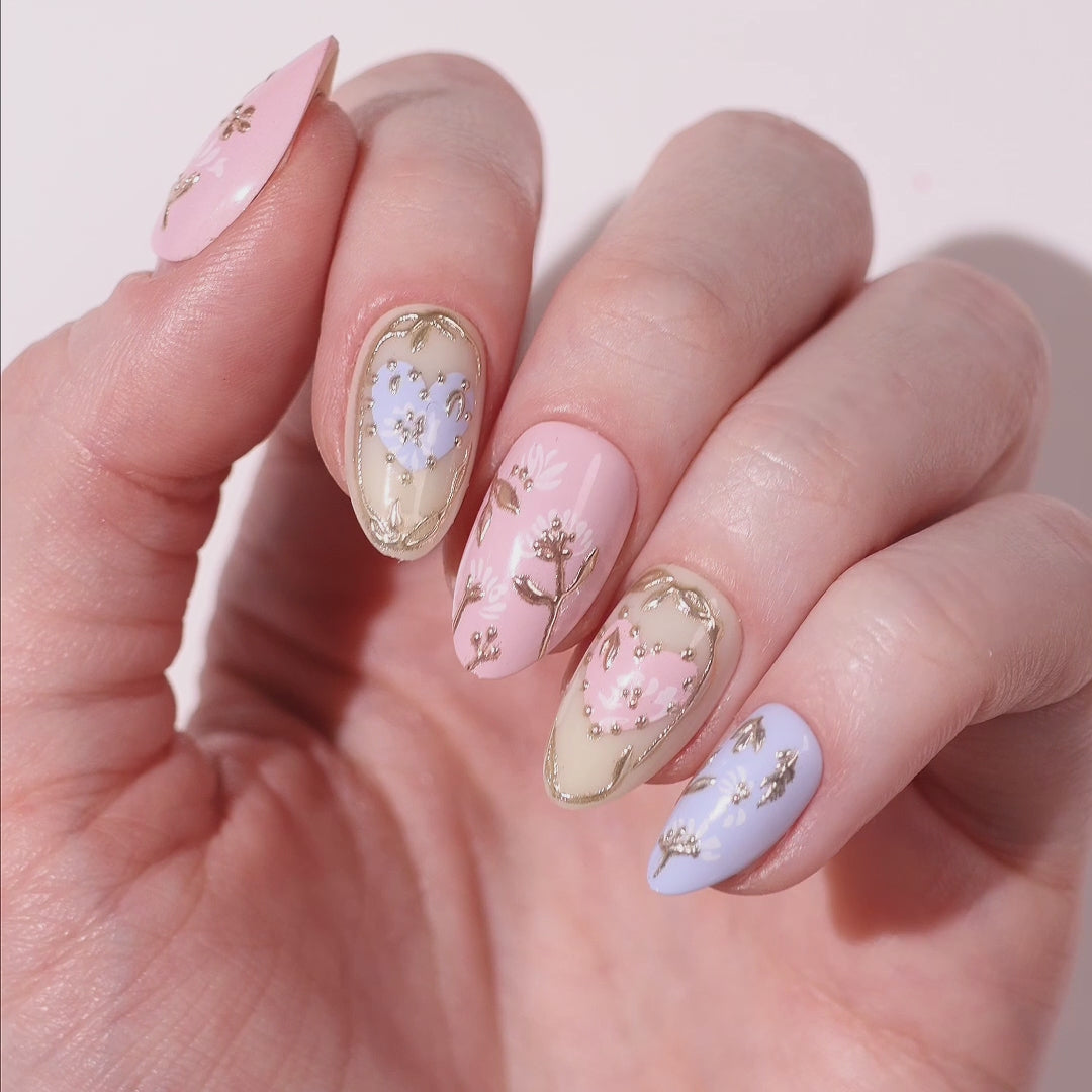 Champagne Lace - Almond Sustainable Nails - Pre-Order