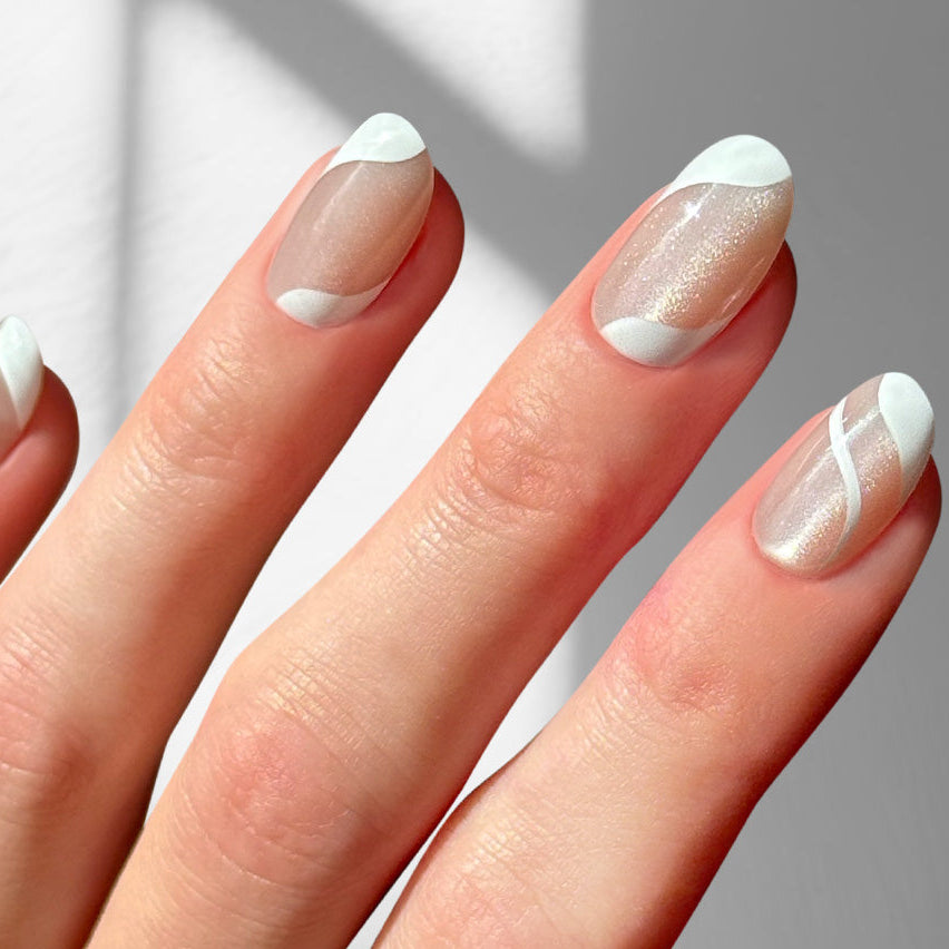 Silken Cats Eye - Oval Sustainable Nails — tight close-up of the nail design