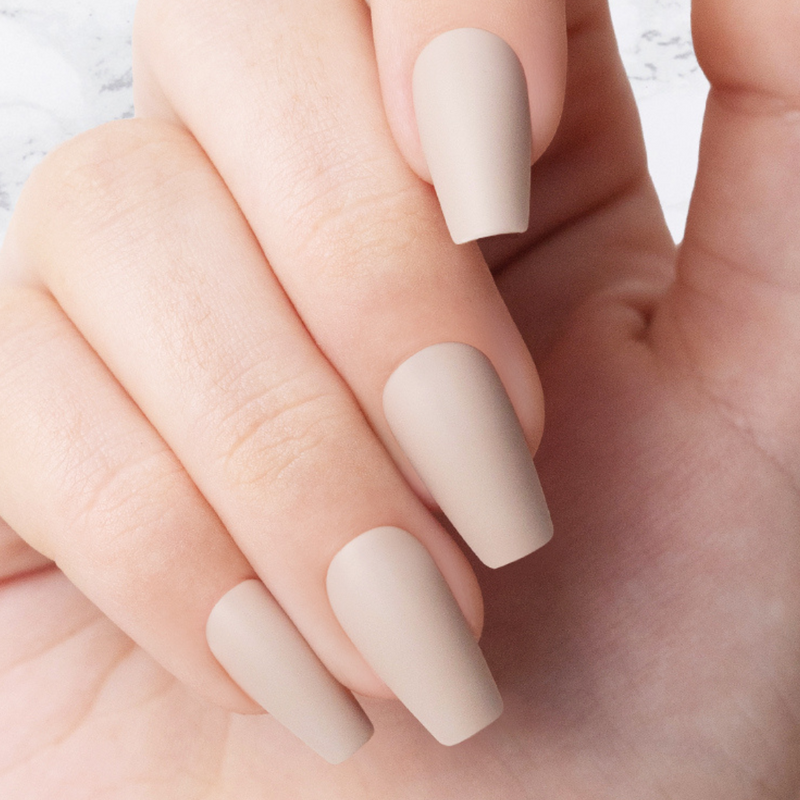 Taupe - Coffin Sustainable Nails